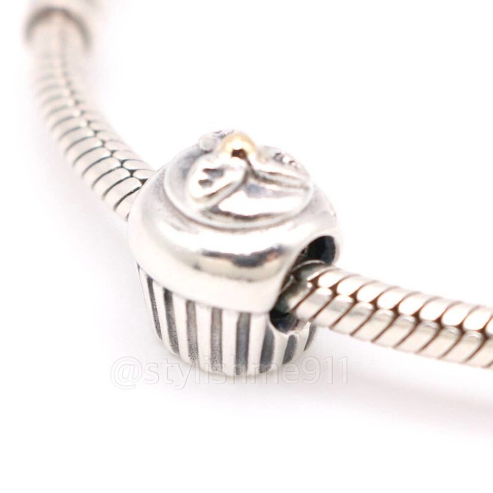 Authentic PANDORA Sterling Silver Cupcake with 14K Gold Cherry on top Charm